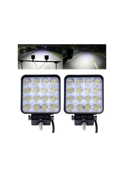16 Ledli Off Road Çalışma Lambası Kare 12v-24v (2 Adet)
