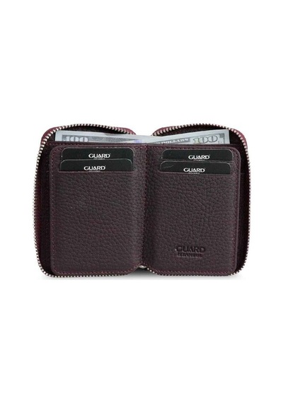Guard Bordo Hakiki Deri Tam Fermuarlı Mini Cüzdan // Grd260516wt259 Diğer