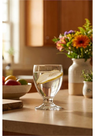 Lav Alara Cam Meşrubat Bardağı 6'lı 290 ml Tablalı (Tatlı Servisi , Dondurmalık , Su Bardağı )