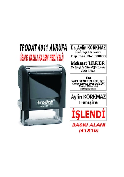 Trodat 4911 Firma - Ofis - Şirket - Doktor - Avukat Kaşesi Siyah N11.1998
