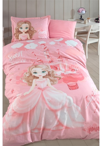 Clasy Ranforce Nevresim Takımı Tek Kişilik Sweet Princess V1 Pudra