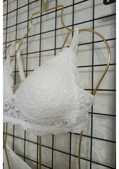 Avrissa Kadın Dantel Detaylı Şık Bralet İç Çamaşır Takımı Beyaz