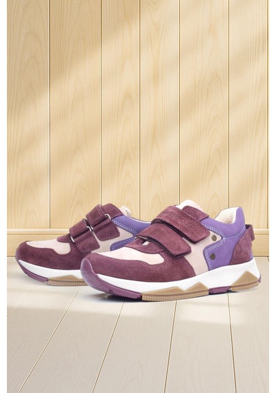 Rakerplus Hakiki Deri Bordo Pembe Metal Detaylı Kız Çocuk Sneakers Ayakkabı Bordo