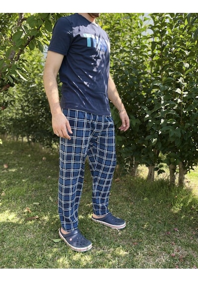 Erkek %100 Pamuk Cepsiz Beli Lastikli Pijama Altı Eşofman