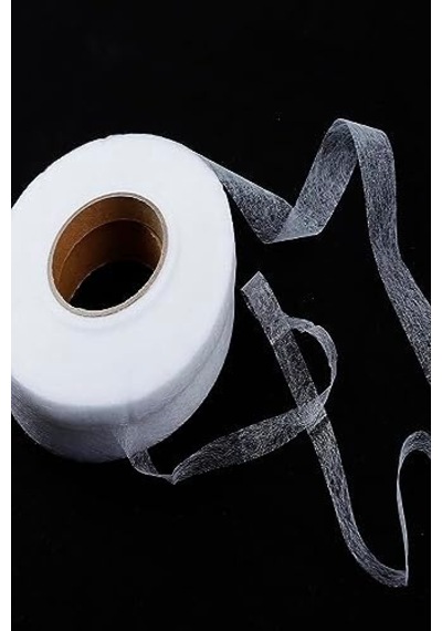 Çift Taraflı Yapışkan Tela- Amerikan Tela - Etek Paça Telası 1,5cm 50m 1 Adet Kağıtsız Tek Ebat Açık Gri