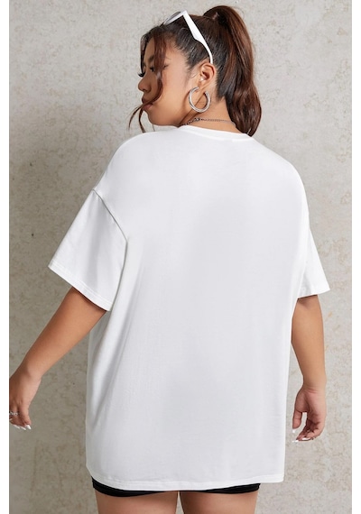 Unisex Tiger Baskılı T-shirt Beyaz