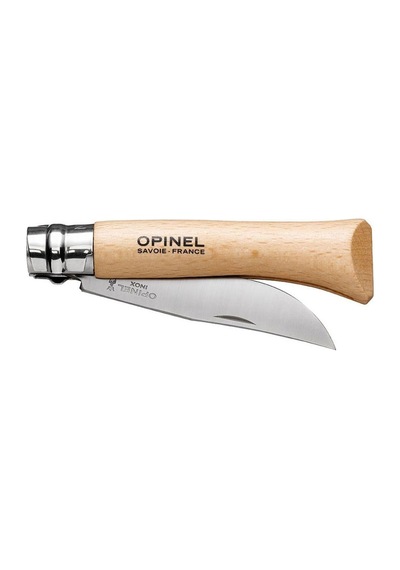 Opinel İnox No 10 Kayın Saplı Paslanmaz Çelik Kamp Çakı Kahverengi