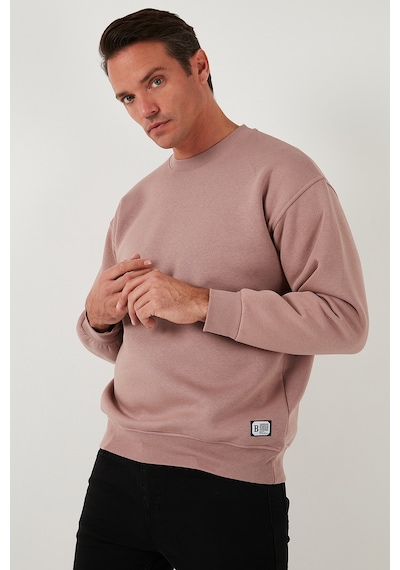 Buratti Regular Fit Bisiklet Yaka Pamuklu Içi Tüylü Yumuşak Şardonlu Erkek Sweat 5905255 Gül