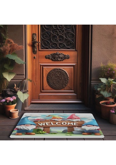 Valerine Life Sevimli Cüceler Welcome Kapı Önü Paspası 45x70cm