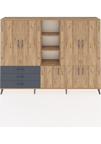 Arges Dolap 11 Raflı 3 Çekmeceli 7 Kapaklı 220x30x163 Çam-çam/ant Çam-çam/antrasit Arges Dolap 11 Raflı 3 Çekmeceli 7 Kapaklı 220x30x163 Çam-çam/ant Çam-çam/antrasit