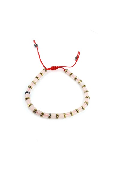 Pembe Kuvars Ve Hematit Taşlı El İşi Tasarım Doğal Taş Bileklik Gümüş 51344436