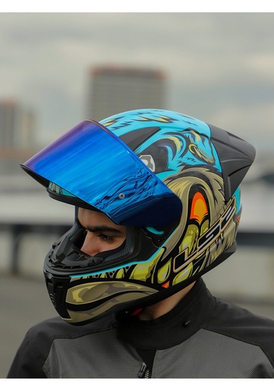 Ls2 Rapıd 2 Race Motosiklet Kaskı Vizörlü Neo Mavi - Mor