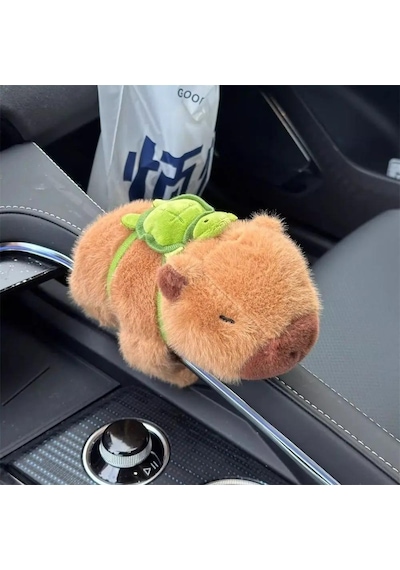 Sevimli Oturan Kapibara Capybara Bileklik Dekoratif Araba Aksesuarı Peluş Oyuncak 17 Cm Çok Renkli