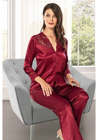 Alissa 8610 Kadın Saten 6'lı Set-bordo Bordo