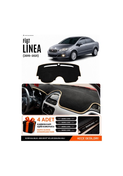 Fıat Linea Urban 2015-2021 Uyumlu Torpido Örtüsü, Torpido Kılıfı - Siyah Bej
