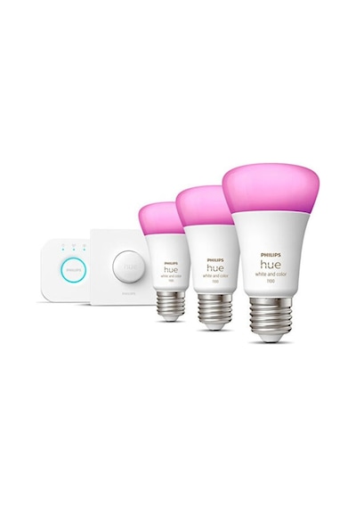 Philips Hue Renkli 3'lü Akıllı Butonlu E27 Bluetooth Özellikli Akıllı Başlangıç Seti Çok Renkli