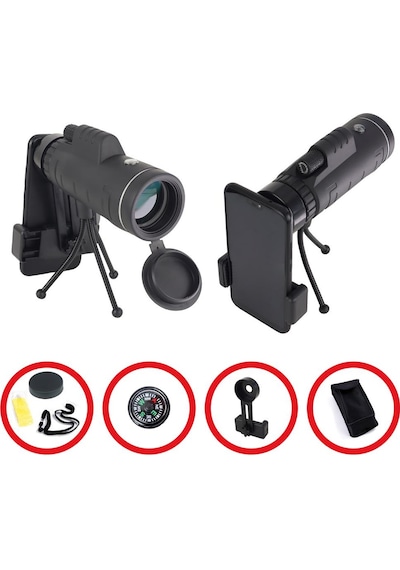 Skypal St-201m 40x60 Monoküler Tripodlu Dürbün Taşıma Çantası Ve Mobil Aparat Siyah