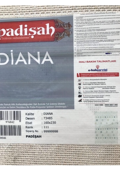 Padişah Halı Diana 73485 111 Serisi Salon Oturma Yatak Odası Halısı Krem