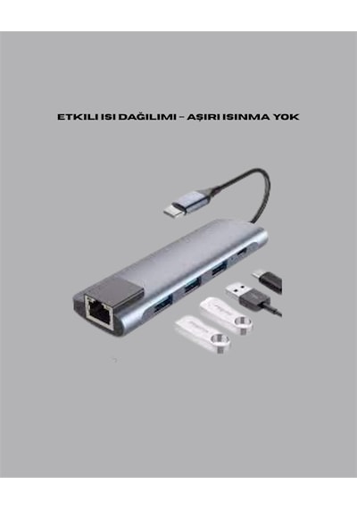 Type C Dönüştürücü - 2 Usb3.0 Sd/ms 4k Hdmı & Rj45 İle Profesyonel Kullanım