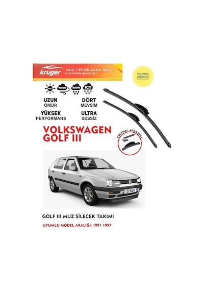 Golf 3 Silecek Silgi Silgeç Silgeç Silgi Takımı 1995 Model Araca Özel Aparat
