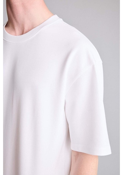 Defacto Kırışmaz Pamuklu Nefes Alabilen Oversize Beyaz Basic Tişört X3926az26auwt34 Beyaz-wt34
