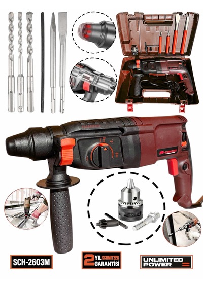 Schmıtzer Sch-2603k Pro 850 W Sds Plus Metal Şanzuman Profesyonel Darbeli Matkap Kırıcı Delici 26mm Hilti