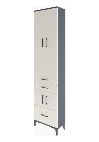 Arges Dolap 5 Raflı 3 Çekmeceli 4 Kapaklı 60x30x243 Antrasit-aytaşı Antrasit