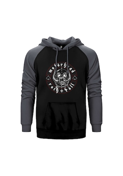 Motörhead Rock N Röll Gri Renk Reglan Kol Kapşonlu Sweatshirt Gri