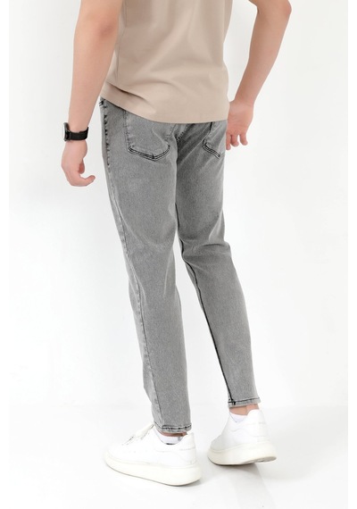 Giysa Erkek Skinny Jean Gri Kar Yıkama Düğme Kapamalı Likralı Kot Pantolon - 5602 Gri