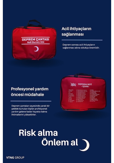 Deprem Afet Çantası Acil Durum ilk Yardım Kiti Seti (33 Parça)
