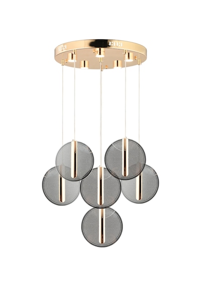 Dustin 6'lı Yuvarlak 3 Renk 80 Watt Gold Kristal Ledli Modern Oturma Odası Salon Sarkıt Avize Diğer