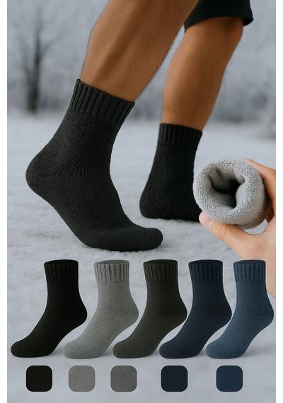 Worthy Socks 5'li Kışlık Havlu Termal Çorap 5 Çift Çok Renkli