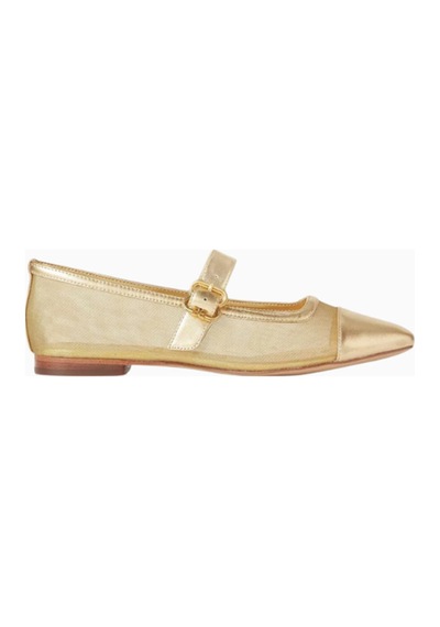 Sam Edelman Miranda Altın Metalik Deri-mesh, Kare Burun Tokalı Mary Jane Kadın Ayakkabı