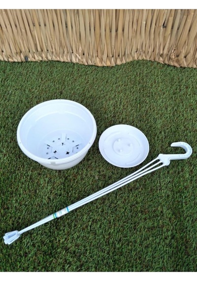 Tr Safir Makrome Saksı 1 7 Lt 2 Adet Beyaz Renkli Askılı Plastik Çiçek Saksısı 6998 Genel