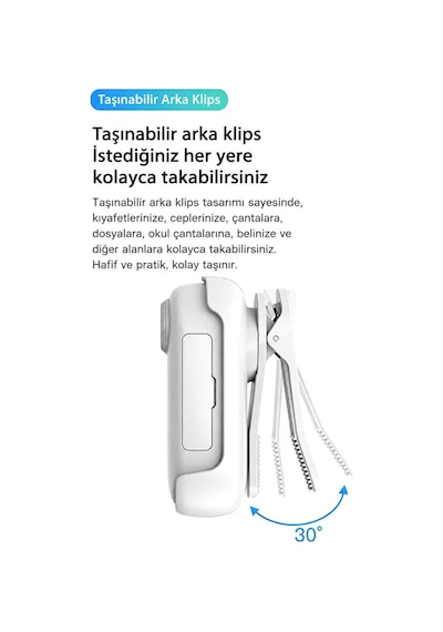 Mini Wifi Aksiyon Kamerası 1080p Hd Giyilebilir Manyetik Kamera Sesli Ve Görüntülü Kayıt Beyaz