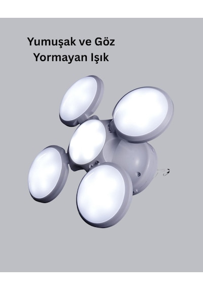5 Kanatlı Solar Kamp Lambası Usb Şarjlı, Taşınabilir, Ip65 Su Geçirmez Bahçe Lambası