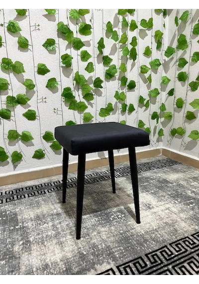 Özcan Metal Metal Ayak Babyface Kumaş Dekoratif Çok Amaçlı Peluş Puf Tabure Bench Koltuk Sandalye Lacivert