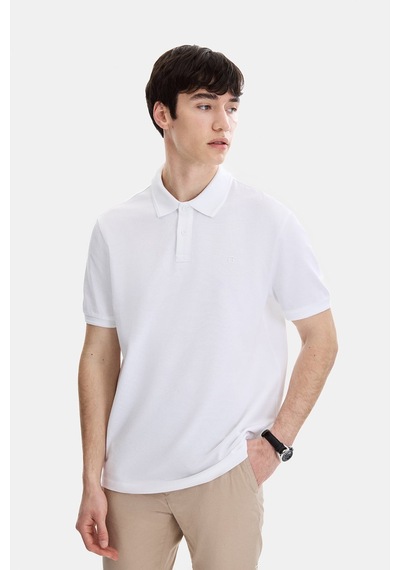 Backandbond Beyaz Regular Fit Örme Polo Yaka Tişört