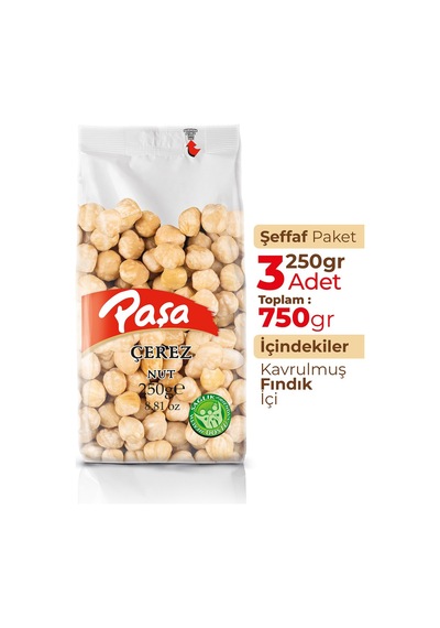 Paşa Kuruyemiş Kavrulmuş Fındık İçi 3 x 250 G