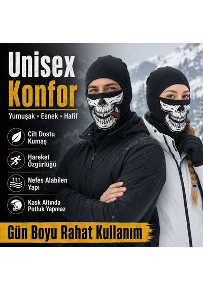 Çorap Giyim Unisex Kuru Kafa Puro Baskılı Balaklava 1 Adet Tek Beden Viskoz Kask İçi Outdoor Maske 1 Siyah
