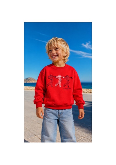 Overdo Kids Erkek Çocuk Kabarma Baskılı 2ip Sweatshirt Kırmızı
