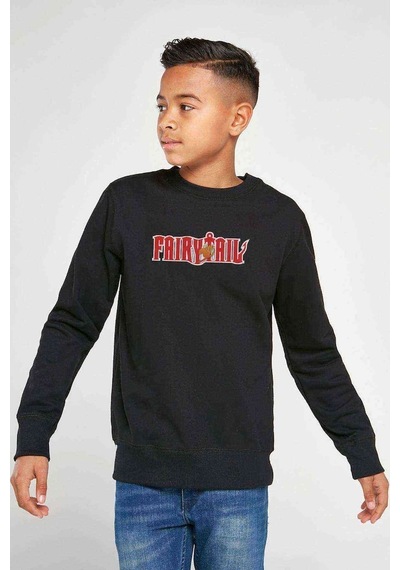 Tshirthane Fairy Tail 2 Baskılı Unisex Çocuk Siyah Sweatshirt