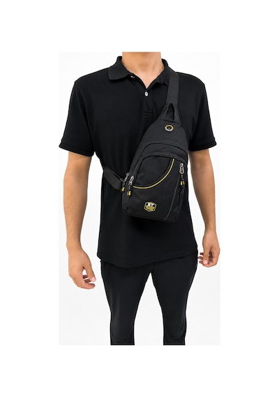 Seventeen Unisex Spor Çok Bölmeli Çapraz Askılı Body Bag Siyah-sarı