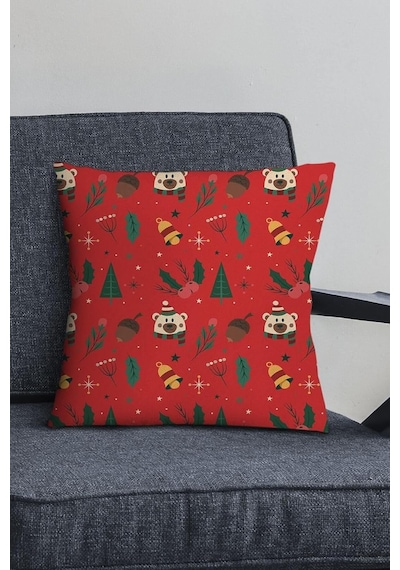 Yeniyıl Dekoratif Gizli Fermuar Çift Taraflı Yılbaşı Kırlent Yastık Kılıfı 43x43cm Krl1040 Diğer