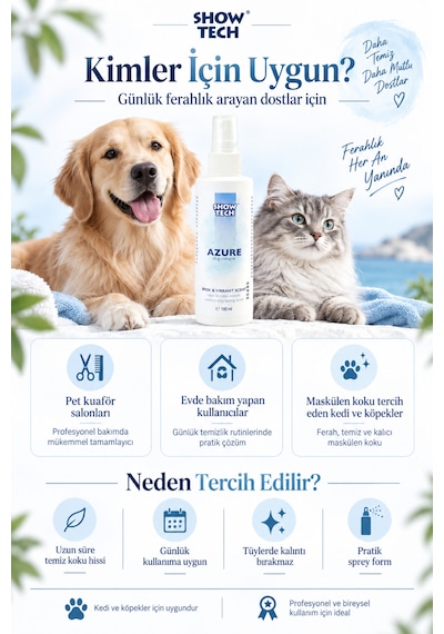 Showtech Azure Erkek Kedi Ve Köpek Parfümü 100 Ml