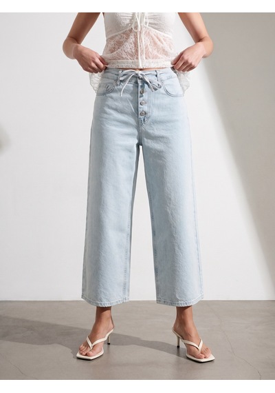 Dilvin 72345 %100 Pamuk Baggy Jean-mavi