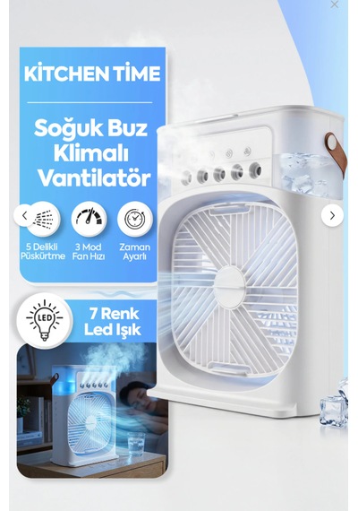 3'ü 1 Arada Nemlendirici Vantilatör,buzlu Klima ,gece Lambası Ve Soğuk Buz Masa Tipi Fan