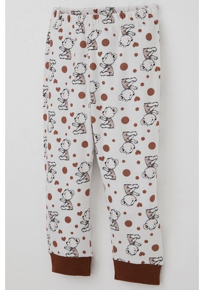 Breeze Erkek Bebek Pijama Takımı Bebek Sevimli Ayıcık Desenli 4 Ay-1 Yaş, Ekru Ekru
