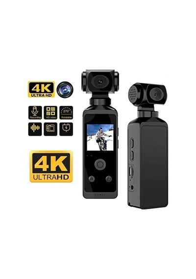 4k Ultra Hd Aksiyon Kamerası 270 Geniş Açı Döner Klips Su Geçirmez Kılıf Wifi Kamera