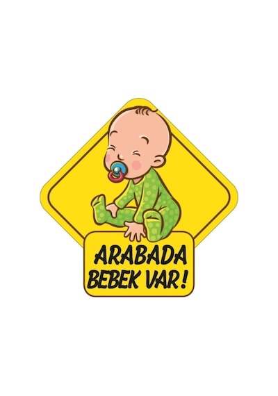 Arabada Bebek Var Araba Stickeri 15x15cm 1
